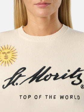 Off white New Queen crewneck knit with St. Moritz embroidery | Special edition