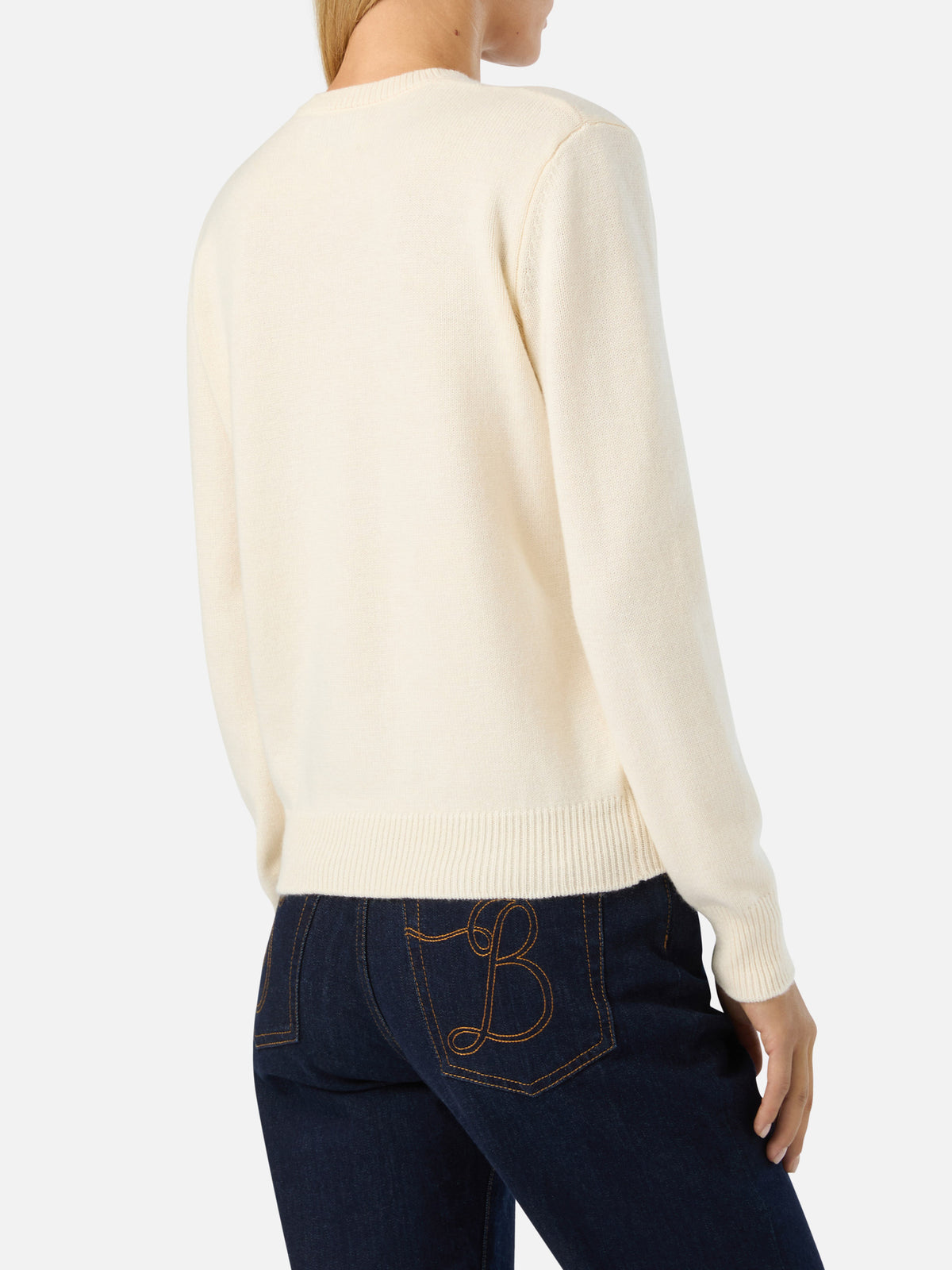Off white New Queen crewneck knit with St. Moritz embroidery | Special edition