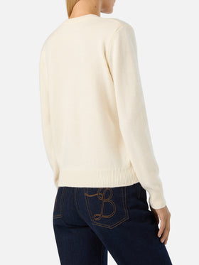 Off white New Queen crewneck knit with St. Moritz embroidery | Special edition