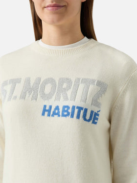 New Queen crewneck with St. Moritz habituè lurex jacquard