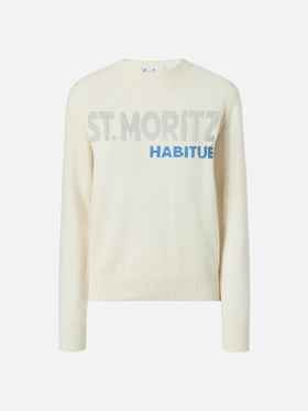 New Queen crewneck with St. Moritz habituè lurex jacquard