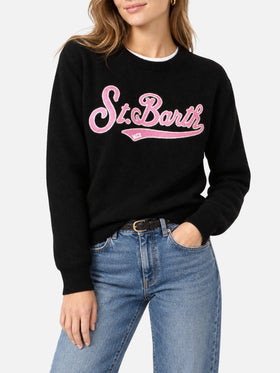 Pull New Queen noir avec logo en tissu éponge 