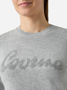 New Queen crewneck with Courma rhinestone embellishment