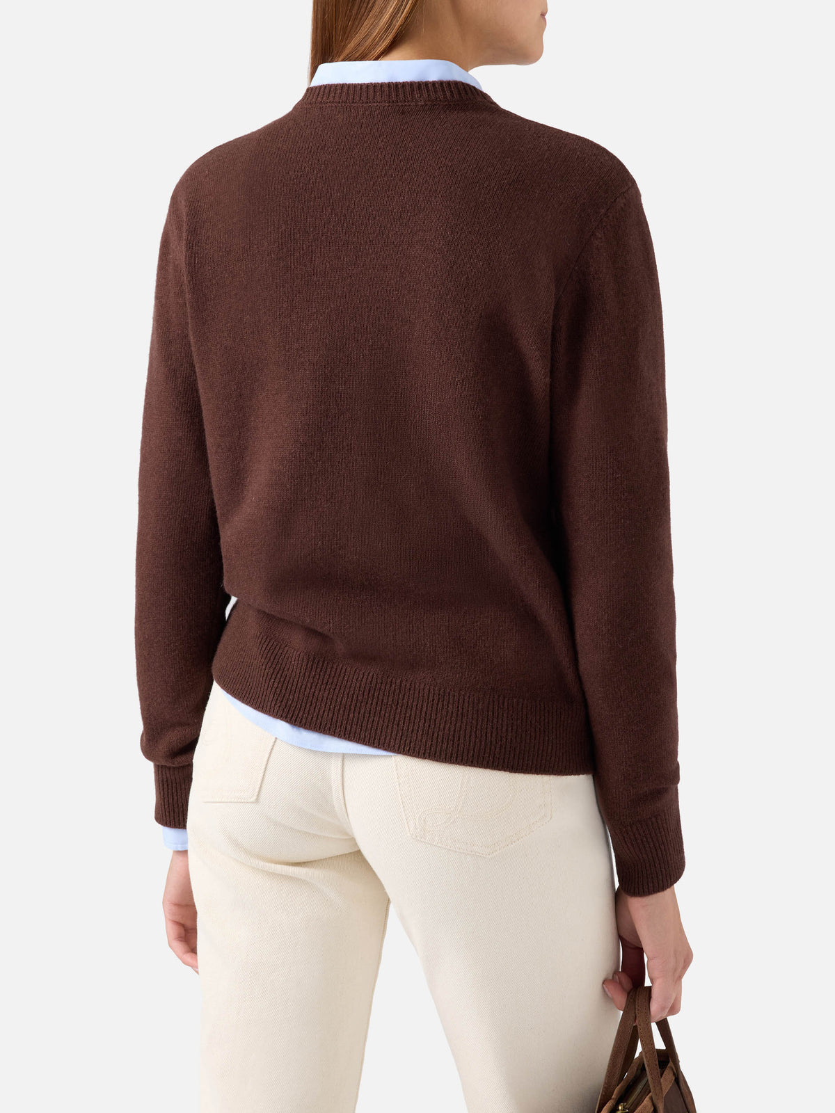 Brown New Queen crewneck knit with Mi Dissocio embroidery