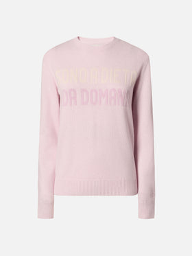 Neues Queen-Crewshirt in Weiß mit Sono a dieta (Domani)-Jacquard