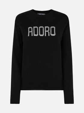 Woman black sweater New Queen with Adoro jacquard - MC2 Saint Barth