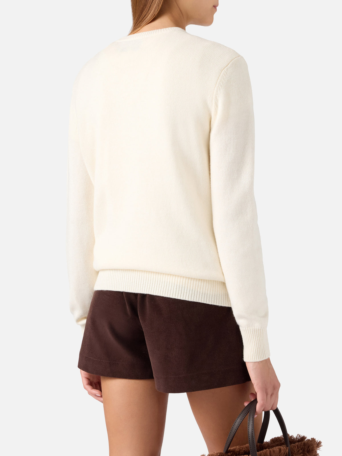 Off-white New Queen Rundhals-Strickpullover mit Splendida-Strassstickerei 