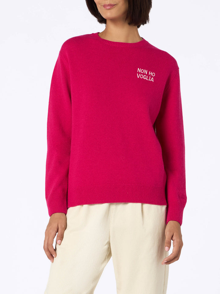 Woman burgundy sweater New Queen with non ho voglia embroidery - MC2 Saint Barth