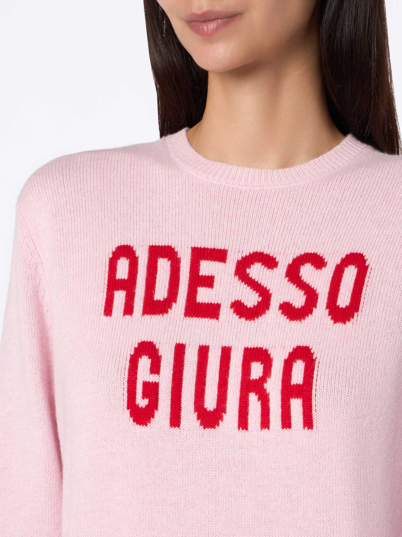 Woman pink sweater New Queen with Adesso Giura print