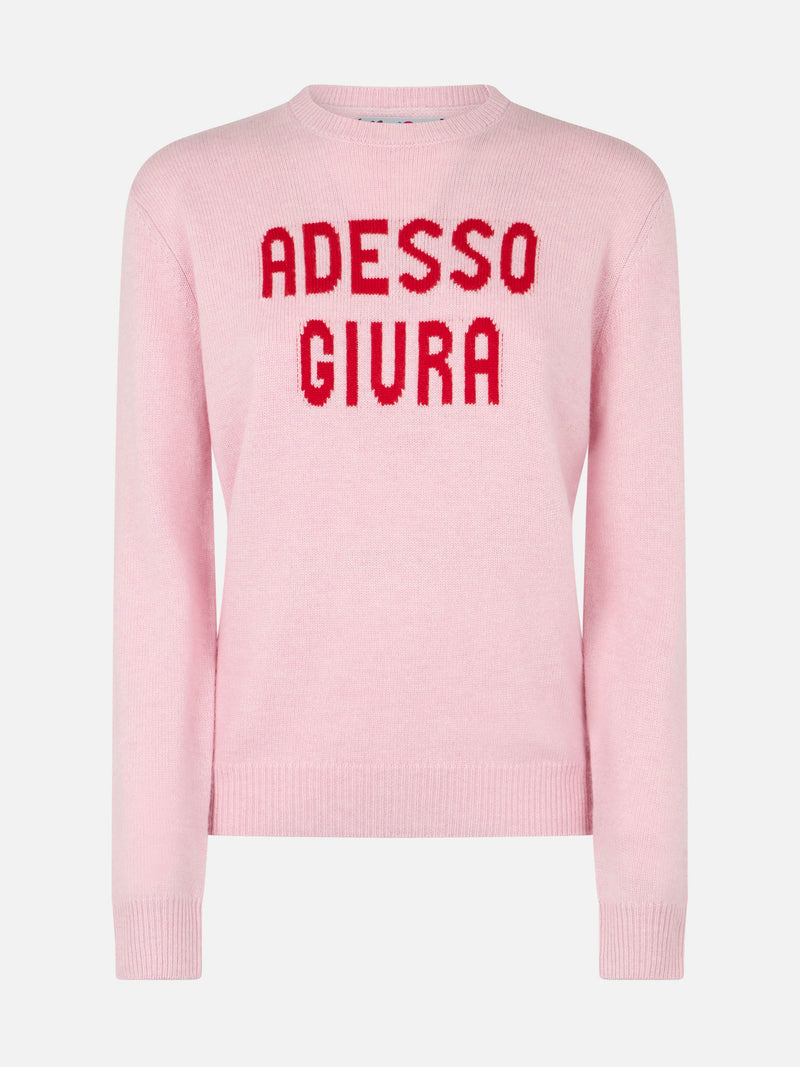 Woman pink sweater New Queen with Adesso Giura print