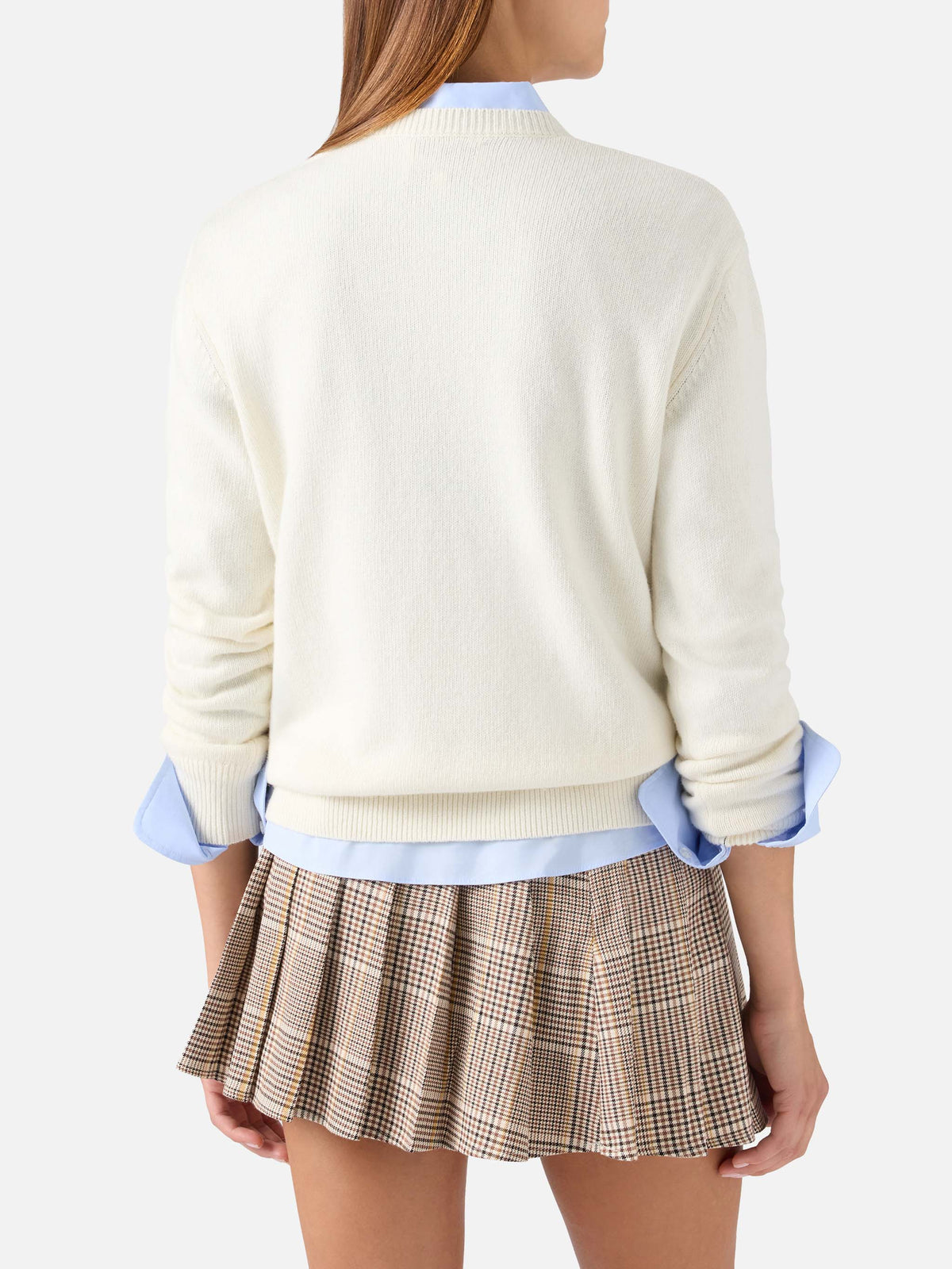 Off white New Queen crewneck knit with Non È Giornata lurex embroidery