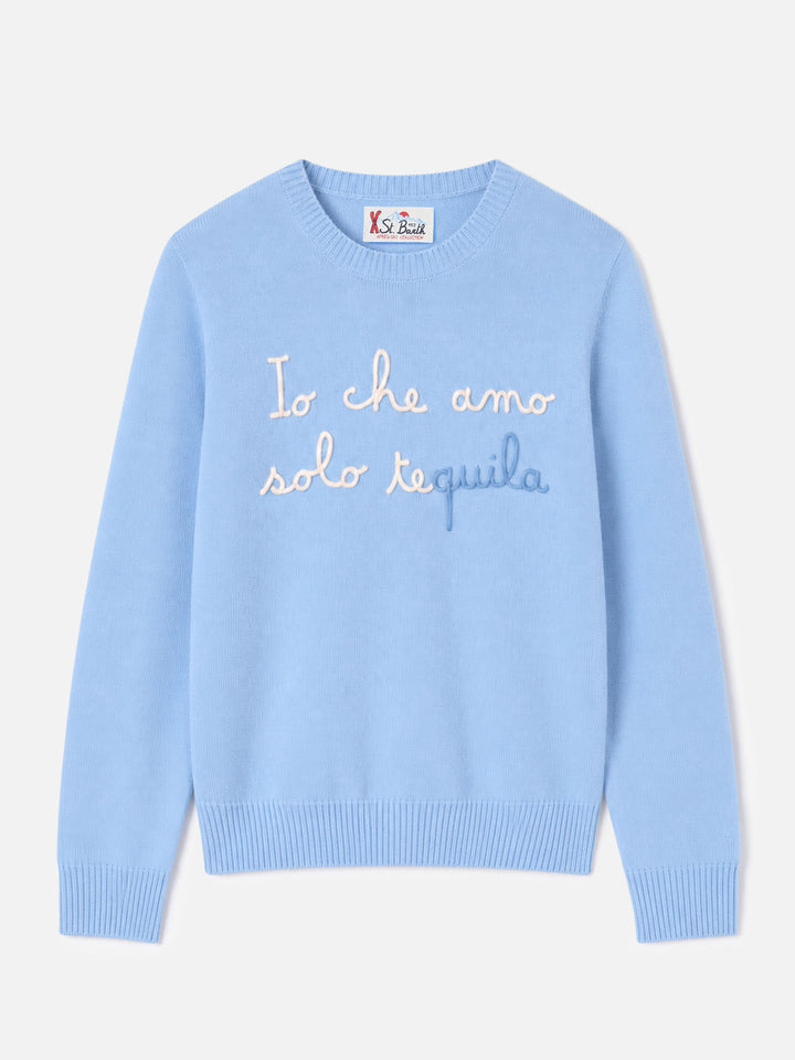 Sudadera de cuello redondo New Queen con bordado Io che amo solo te(quila) 