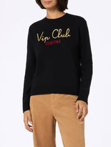 Maglione da donna nero New Queen con ricamo Vip club Cortina | VIP CLUB CORTINA SPECIAL EDITION