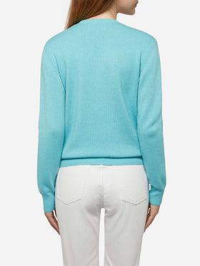 Water green sweater New Queen with Raclette & Paillettes sequins lettering - MC2 Saint Barth