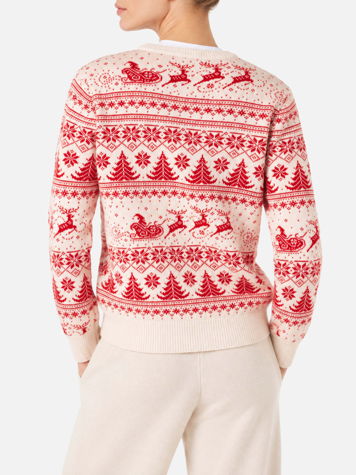Maglia New Queen jacquard natalizio rosso e bianco