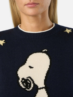 Marineblauer blue New Queen Strickpullover mit Rundhalsausschnitt und Snoopy-Intarsie | Special edition 