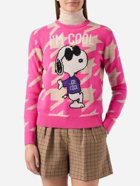 Damenpullover mit Hühnermuster New Queen mit Snoopy-Jacquard