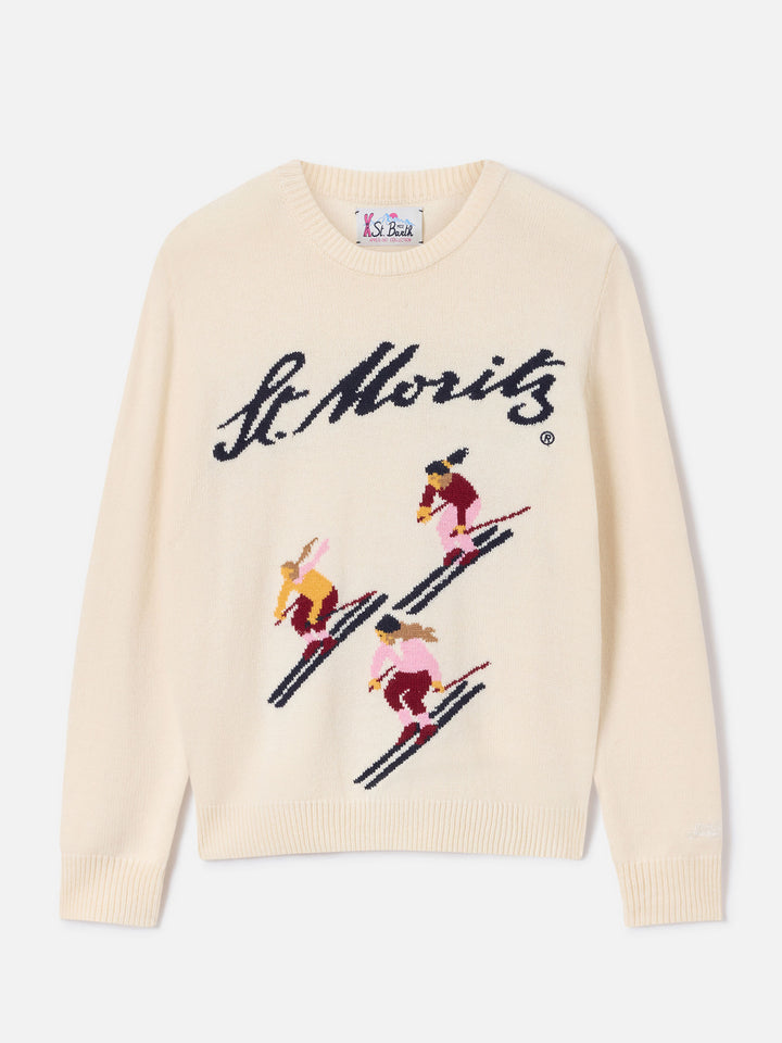 Off white New Queen crewneck knit with St. Moritz intarsia | Special edition
