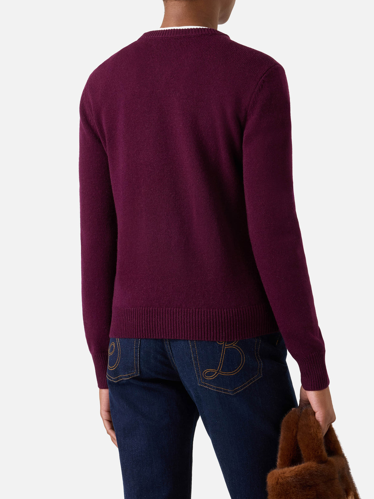Jersey de punto con cuello redondo Bordeaux New Queen con intarsia The End 
