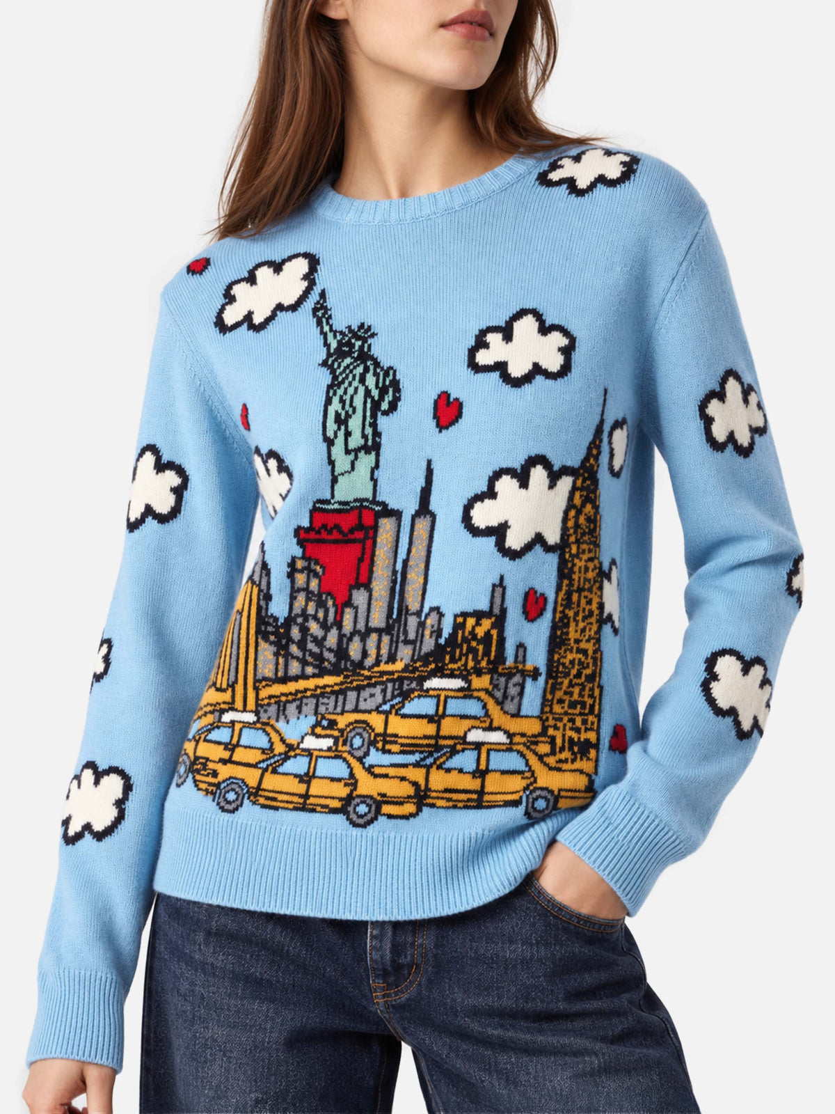 Light blue New Queen sweater with New York print
