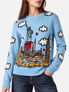 Light blue New Queen sweater with New York print