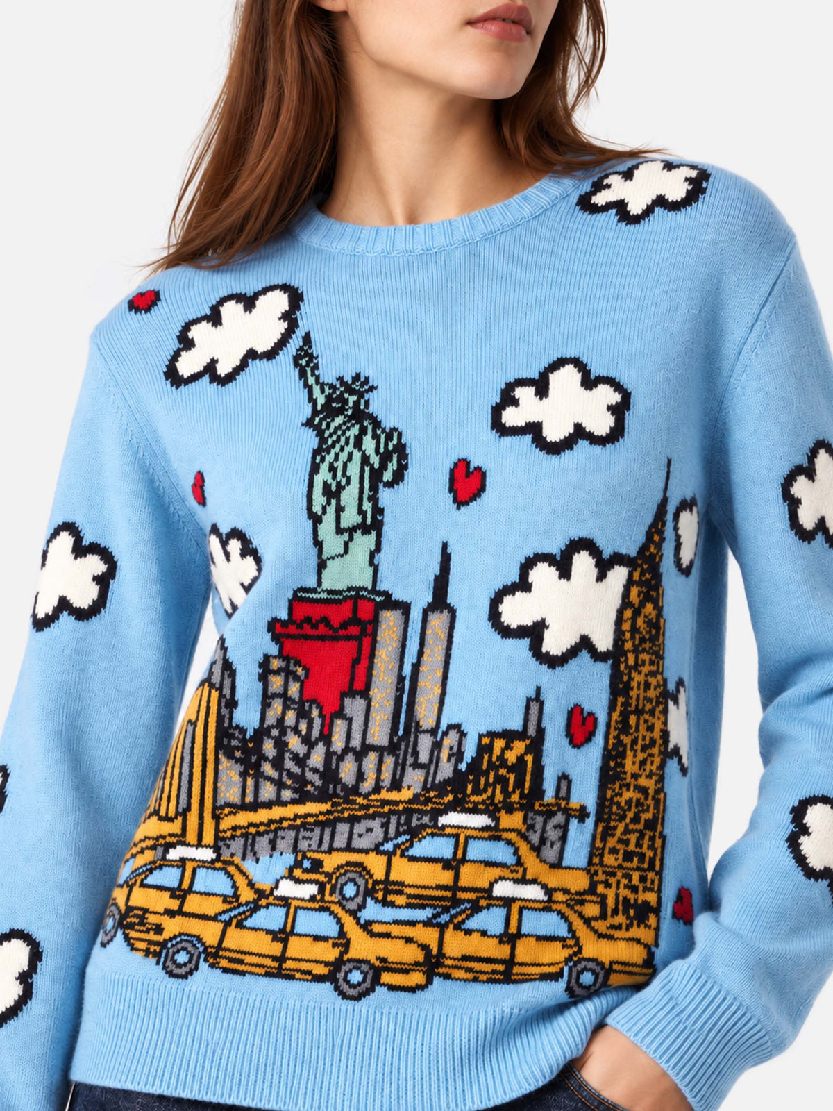 Light blue New Queen sweater with New York print