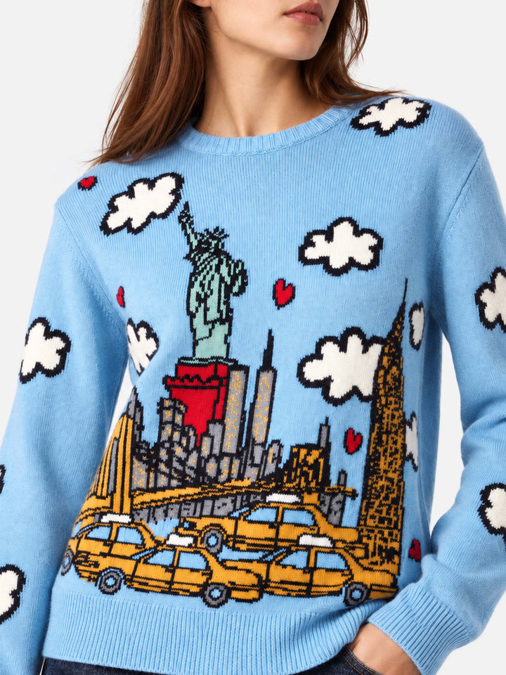Light blue New Queen sweater with New York print