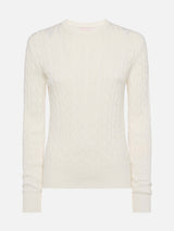 Off-white cotton cable knit sweater New Queen