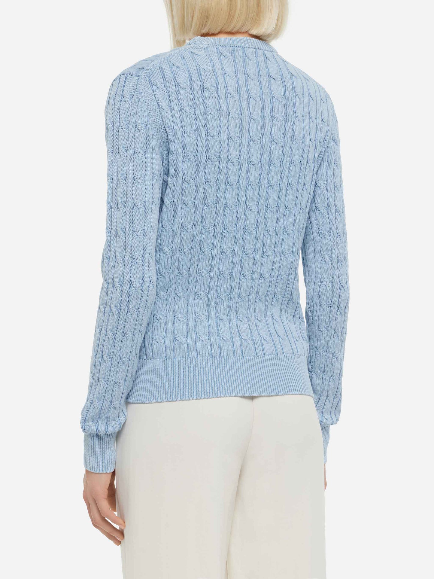 Light blue cotton cable knit sweater New Queen