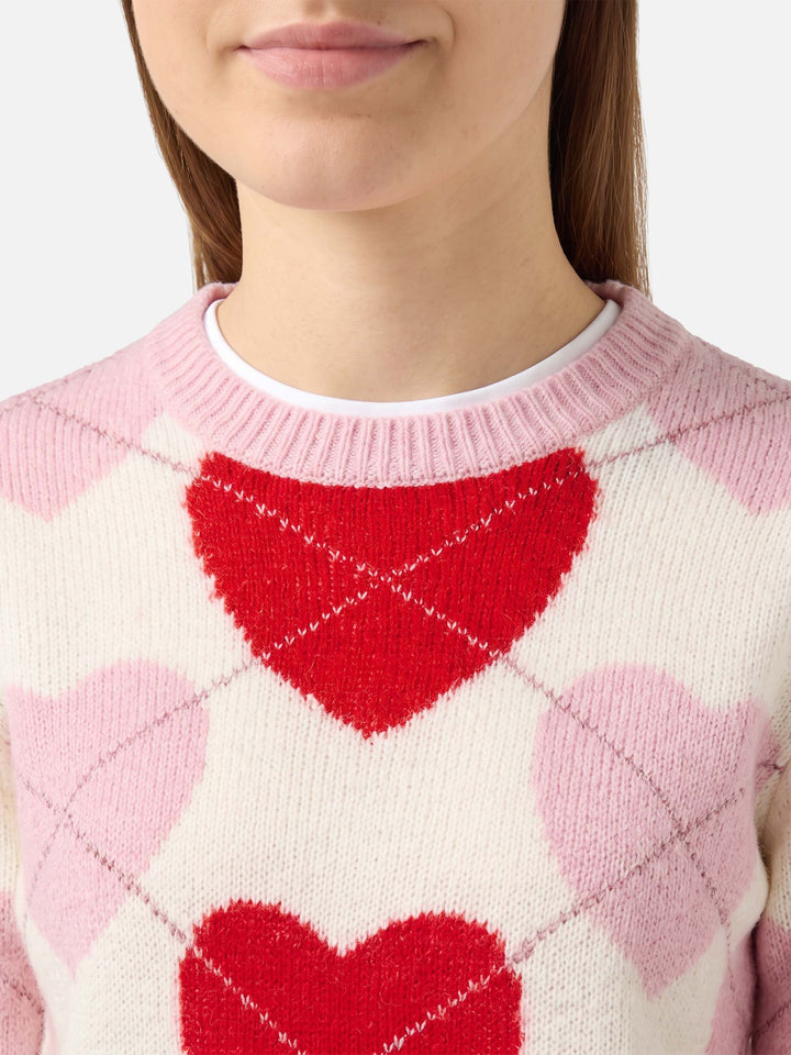 Maglione New Queen Soft girocollo con jacquard cuori 