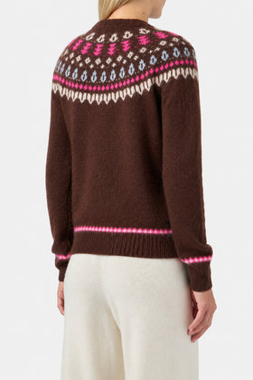 New Queen Nordic brown jacquard knit sweater