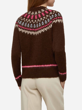 Brauner Pullover Queen Nordic Soft mit Fair-Isle-Jacquard und Sun Moritz-Stickerei