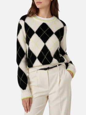New Queen Soft Cropped-Pullover mit Argyle-Muster 