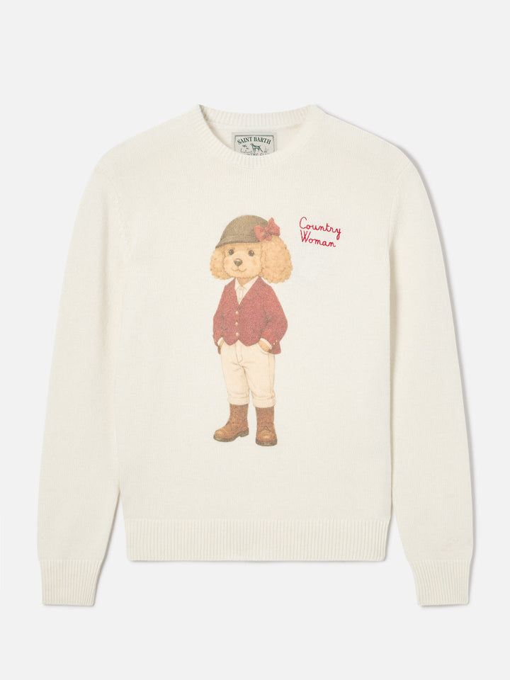 Off white New Queen crewneck knit with Country Woman print