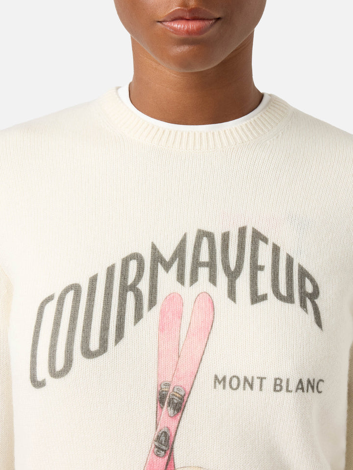 Off white New Queen wool and cashmere blend crewneck with Courmayeur print | Special edition