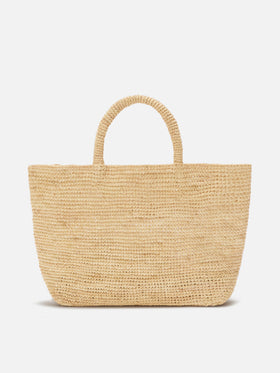 Medium Beach raffia bag with embroidered logo