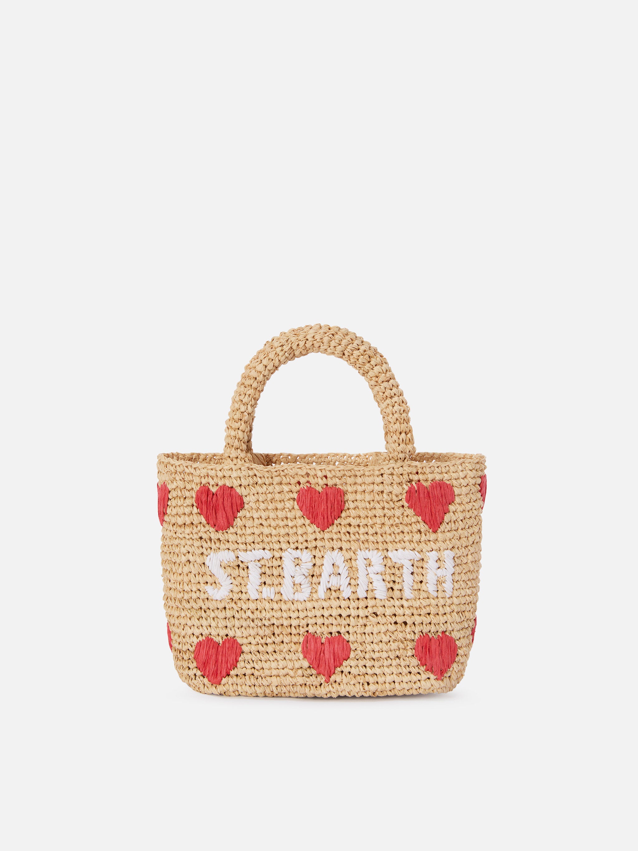 Beach mini raffia bag with embroidered hearts – MC2 Saint Barth