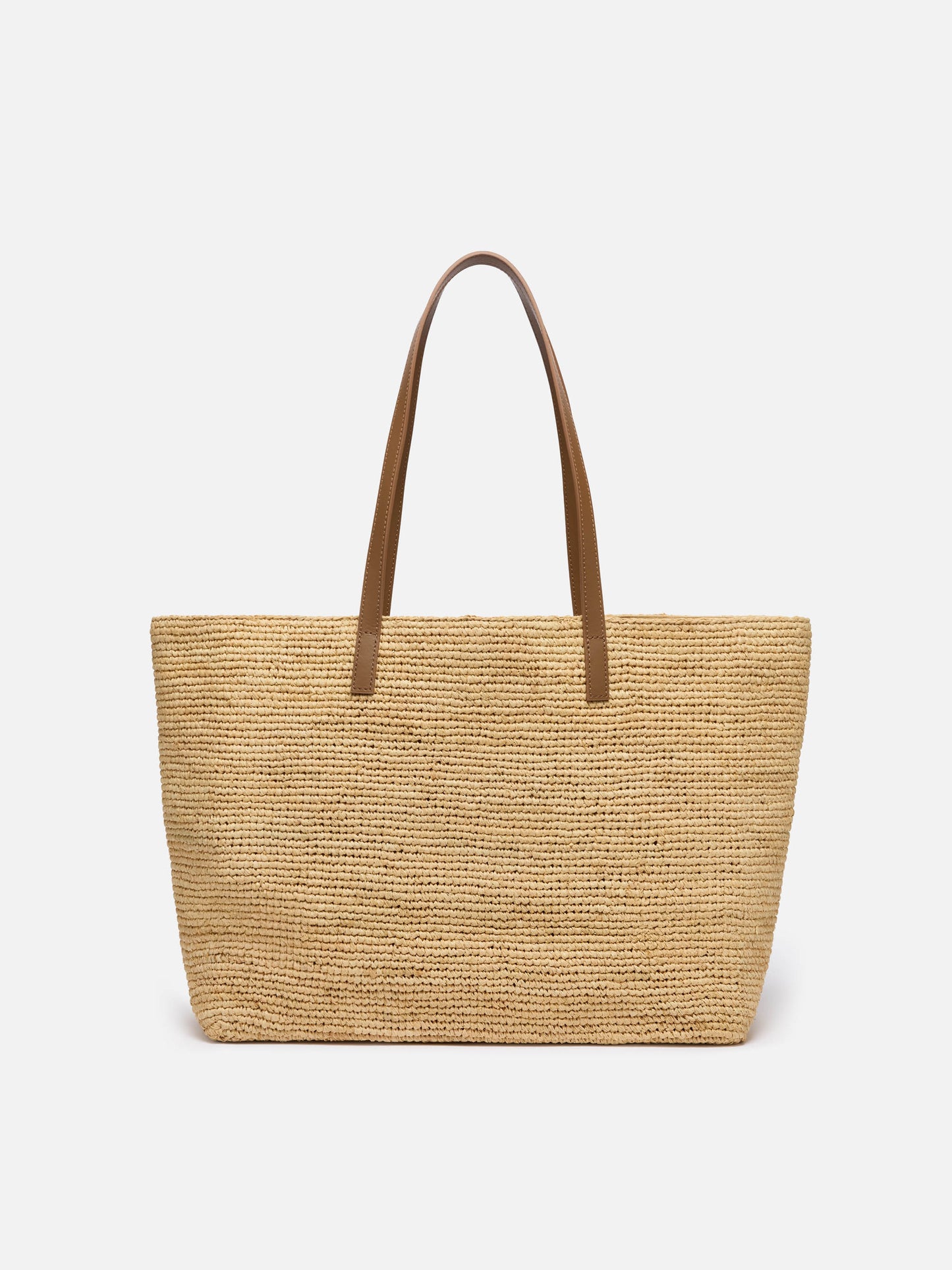 Raffia City Tasche mit Ledergriffen