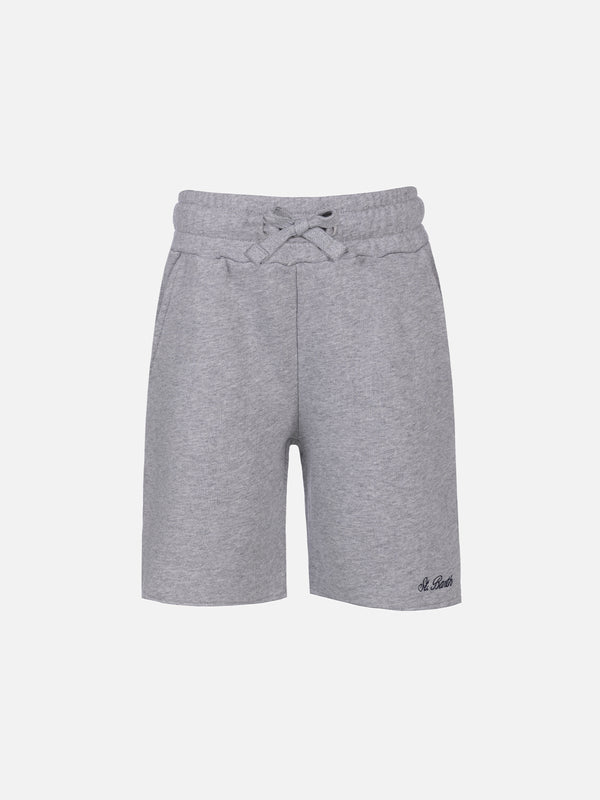 Boy grey cotton fleece bermuda shorts Randle Jr