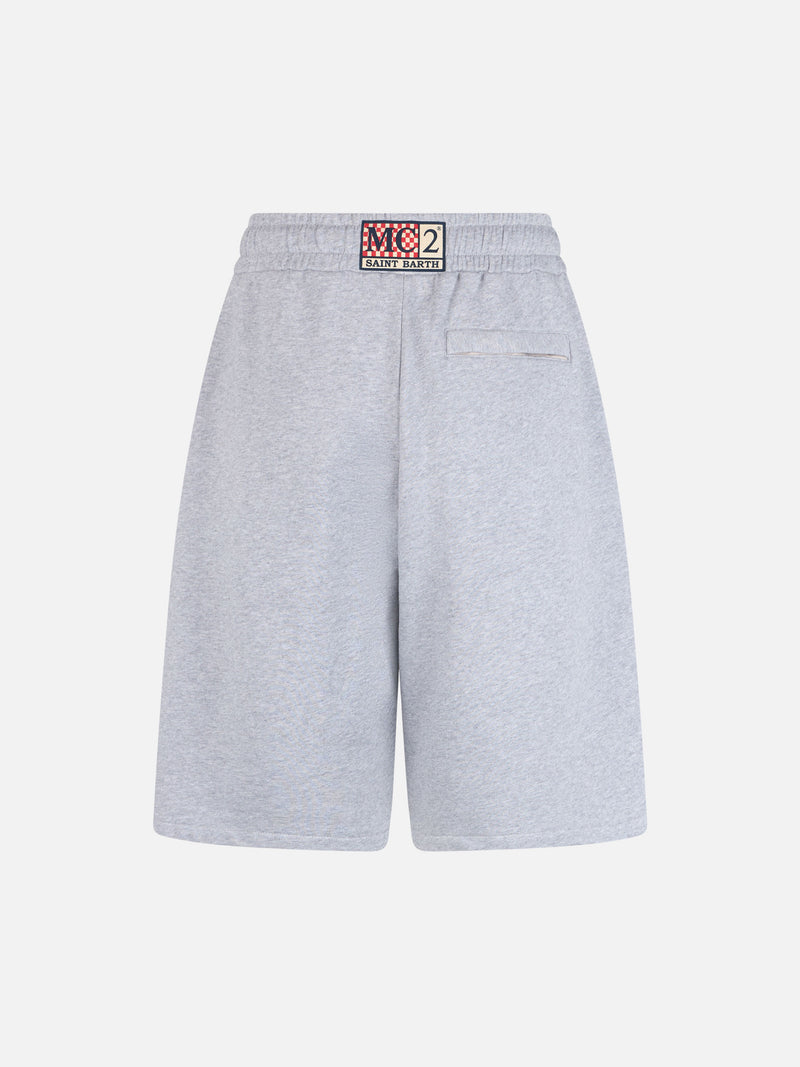 Herren-Bermudashorts aus grauem Melange-Baumwollfleece Randle