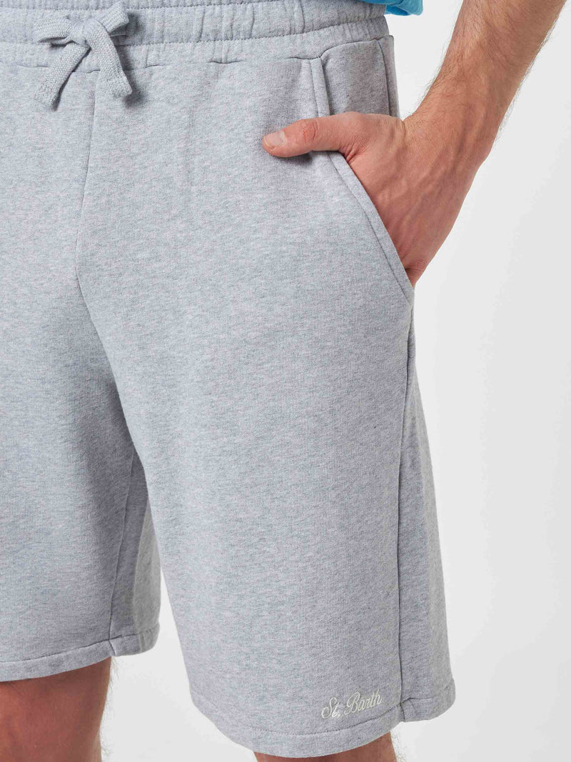 Herren-Bermudashorts aus grauem Melange-Baumwollfleece Randle