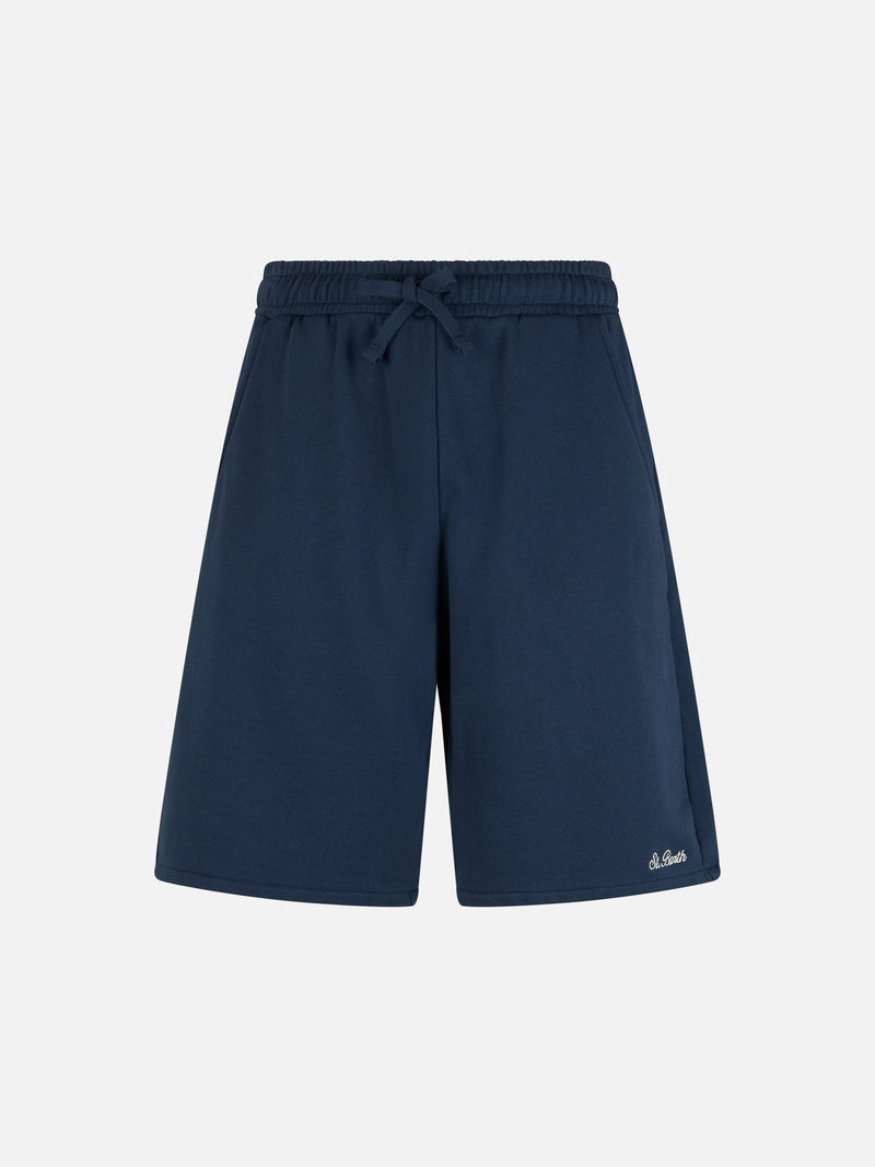 Marineblaue Herren-Bermudashorts aus Baumwollfleece Randle