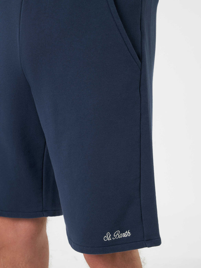 Marineblaue Herren-Bermudashorts aus Baumwollfleece Randle