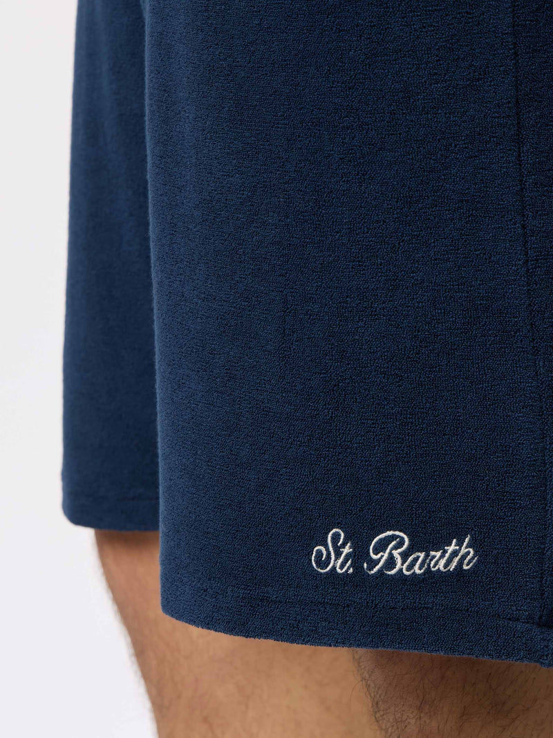 Marineblaue Frottee-Bermudashorts für Herren von Rande Sponge