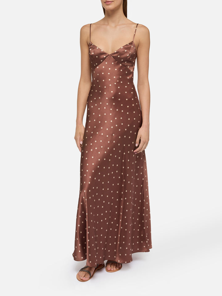 Ravel – Schmales Kleid aus reiner Seide mit Tupfenmuster