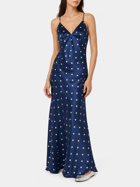 Vestido slim Ravel de pura seda con estampado de lunares 