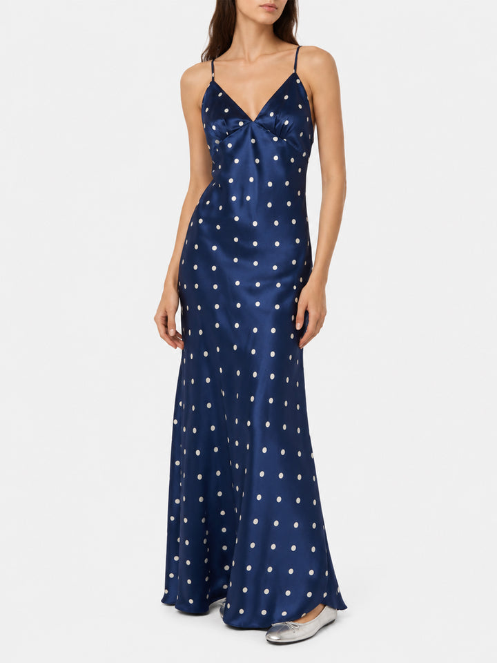 Robe slim Ravel en pure soie avec imprimé à pois 