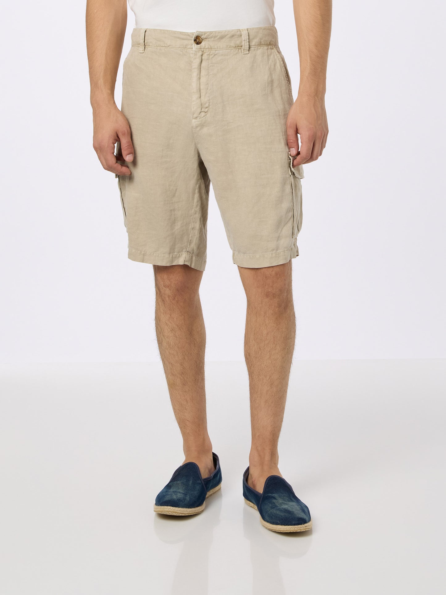 Bermuda da uomo in lino beige Rodi