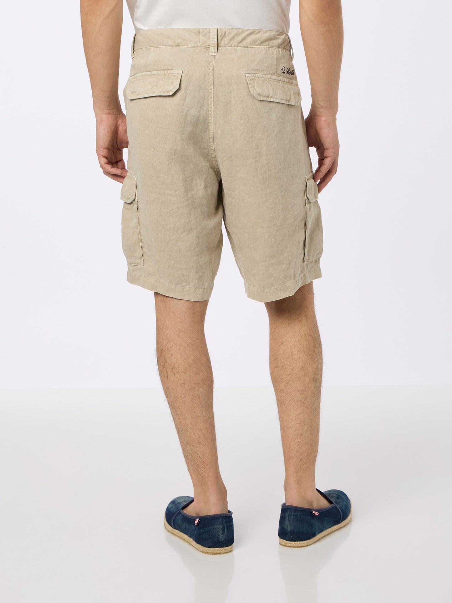 Bermuda da uomo in lino beige Rodi