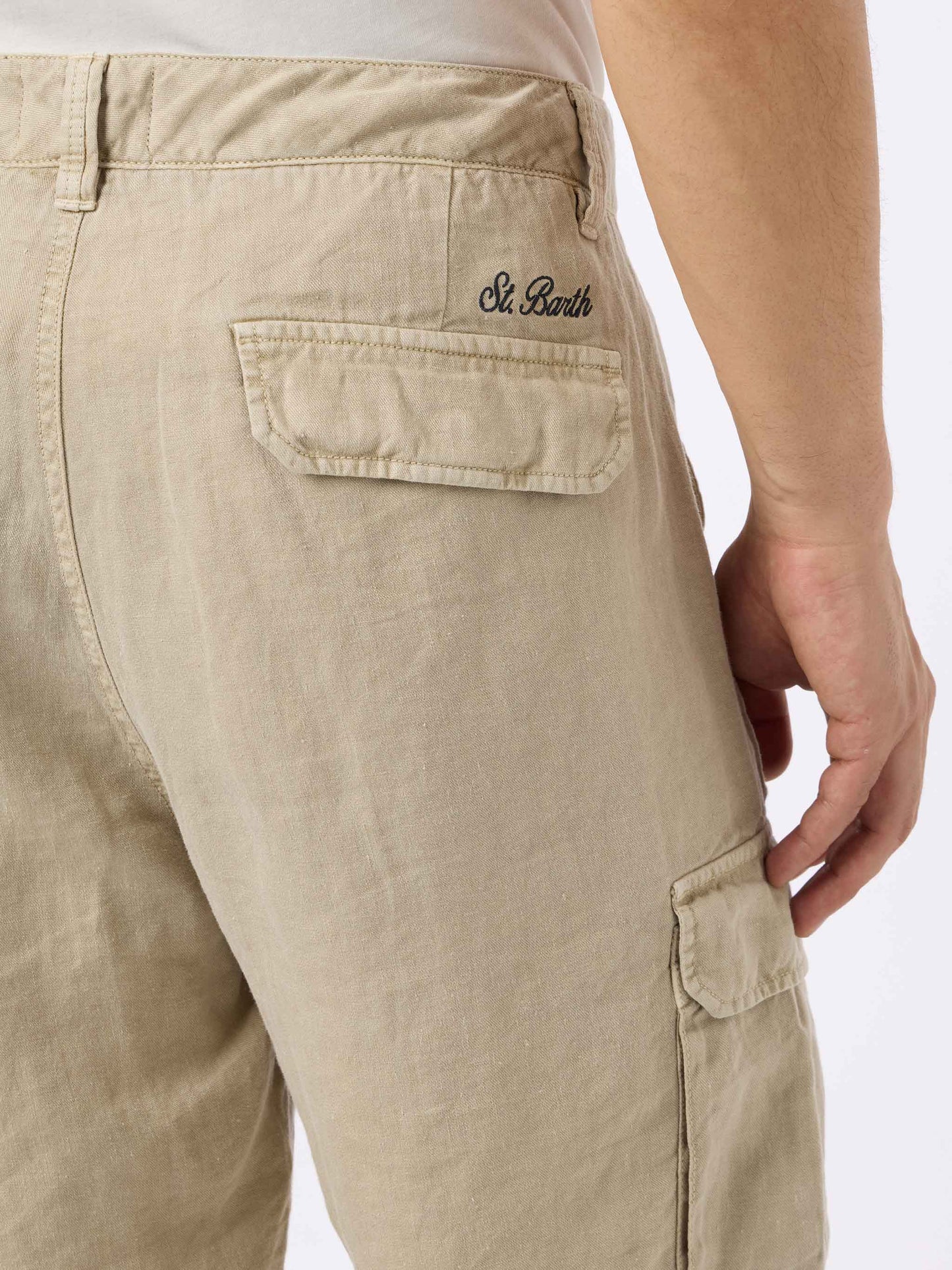 Bermuda da uomo in lino beige Rodi